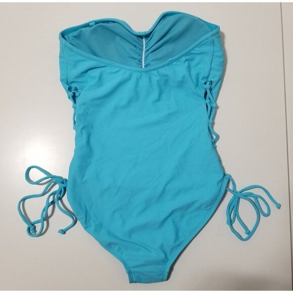 NEW RACHEL ROY Women's Aqua Stretch Side Lace-Up Sweetheart Moderate Coverage On - Picture 10 of 10
